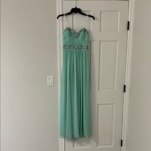 Elegant Mint Green Gown with Embellishments